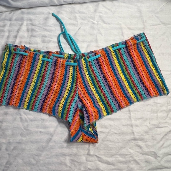 Vintage / Very Rare Stripe Swim Cover Shorts Sz XS - Picture 3 of 3